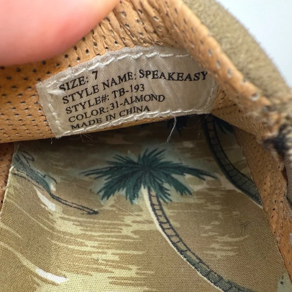Tommy Bahama Speakeasy Dark Khaki Perforated Slip On Loafer Casual Shoes‎ Size 7